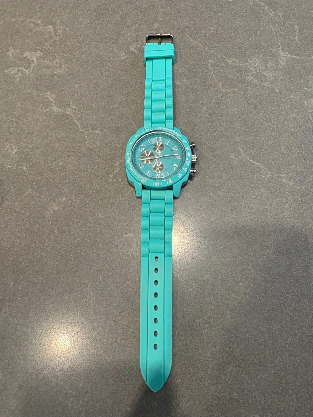 Geneva Platinum Teal Silicone Chronograph Watch